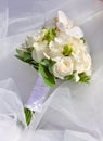 Bridal bouquet of white rose in bright colors with freesia Royalty Free Stock Photo