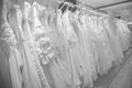 Bridal dresses for the wedding lots in store Royalty Free Stock Photo