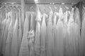 Bridal dresses for the wedding lots in store Royalty Free Stock Photo