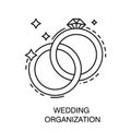 Bridal or engagement rings isolated icon, wedding organization
