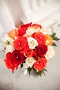 Bridal flowers in front of church