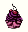 Vector drawing. Cake with cherries Royalty Free Stock Photo