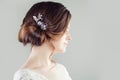 Bridal hairdo. Updo hair with hairdeco Royalty Free Stock Photo