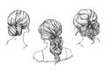 Bridal hand drawn hairstyles, vector illustration Royalty Free Stock Photo