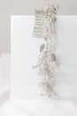 Bridal handmade hair jewelry comb made of silver alloy and crystal on white background.