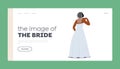 Bridal Image Landing Page Template. Black Stylish Bride in Elegant Dress and Veil Rear View. Beautiful African Female Royalty Free Stock Photo