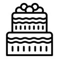 Bridal pastry dessert icon outline vector. Confectionery marriage cake