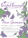 Bridal Shower Bridal brunch Invitation vector template with Flowers and butterfly in floral style Royalty Free Stock Photo