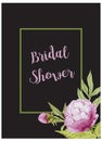 Bridal Shower Card Invitation with watercolor flowers