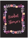 Bridal Shower Card Invitation with watercolor flowers