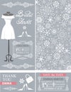 Bridal shower cards.Winter wedding.Dress,pattern Royalty Free Stock Photo