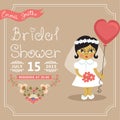 Bridal Shower invitation.Asian baby bride, floral