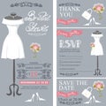 Bridal shower invitation cards.Wedding Dress,decor Royalty Free Stock Photo