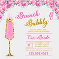 Bridal shower invitation with a glass of champagne