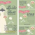 Bridal shower invitation set.Bridal dress,bouquet Royalty Free Stock Photo