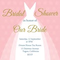 Bridal shower invitation with white dress on pink background. Royalty Free Stock Photo