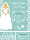 Bridal shower invitations.Bride,Winter wedding border Royalty Free Stock Photo