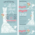 Bridal shower invitations.Wedding Dress,decor Royalty Free Stock Photo