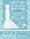 Bridal shower invitations.Winter wedding,borders,dress Royalty Free Stock Photo