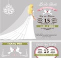 Bridal shower template set.Bride,dress,veil Royalty Free Stock Photo