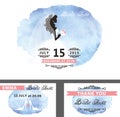 Bridal shower template set.Bride,watercolor cyan