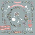 Bridal shower template setWedding.Floral decor elements