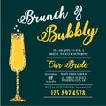 Bridal shower invitation with a glass of champagne