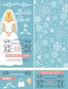 Bridal shower wedding cards.Bride,Winter pattern Royalty Free Stock Photo