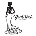 Elegant Wedding Bridal Wear Fashion Boutique Logo. Gown Sexy Dress Design Vector Royalty Free Stock Photo