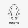 Bridal veil doodle line icon. Vector thin outline illustration of accessoire marriage. Black color linear sign for Royalty Free Stock Photo