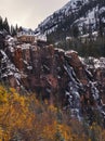 Bridal Veil Falls with a power plant at its top in Telluride, Colorado Royalty Free Stock Photo