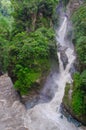 Bridal veil Manto de la novia , waterfall in Cascades route, Banos, Ecuador