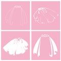 Bridal veil. Set of isolated icons Royalty Free Stock Photo