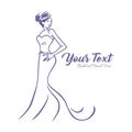 Bridal Wear Logo. Wedding Gown Dress Boutique Logo Design Vector Illustration Royalty Free Stock Photo