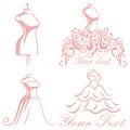 Bridal Wedding Boutique Gown Logo Design Set Vector Premium Collection Royalty Free Stock Photo