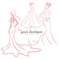 Bridal Wedding Gown Dress Boutique Logo Design Set Vector Collection Royalty Free Stock Photo