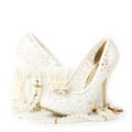 bridal wedding shoe and beads Royalty Free Stock Photo