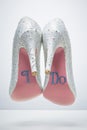 Bridal wedding shoes with I do message on sole