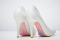 Bridal wedding shoes with I do message on sole