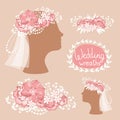 Bridal wreath on the heads, vector illustration