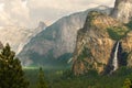 bridalveil falls and half dome