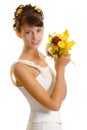 Bride with autumn bouquet