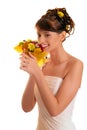 Bride with autumn bouquet Royalty Free Stock Photo