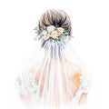 Bride Back View Watercolor Isolated Royalty Free Stock Photo