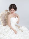 Bride. Beautiful brunette woman wearing in modern wedding dress Royalty Free Stock Photo