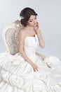 Bride. Beautiful brunette woman wearing in modern wedding dress Royalty Free Stock Photo