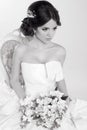 Bride. Beautiful girl wearing in modern wedding dress. Fashion m Royalty Free Stock Photo