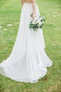 Bride beauty dress wedding outside flowers lawn