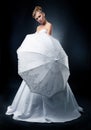 Bride blonde posing over black background Royalty Free Stock Photo