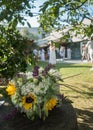 Bride bouquet with the exterior party celebration